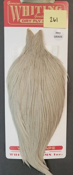 Flash Sale Hackle 261 - Whiting Cape Pro - White Dyed Light Dun (sizes 8-22)