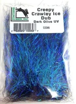 Hareline Creepy Crawley Ice Dub -Fishing Equipment Store Creepy UV Olive