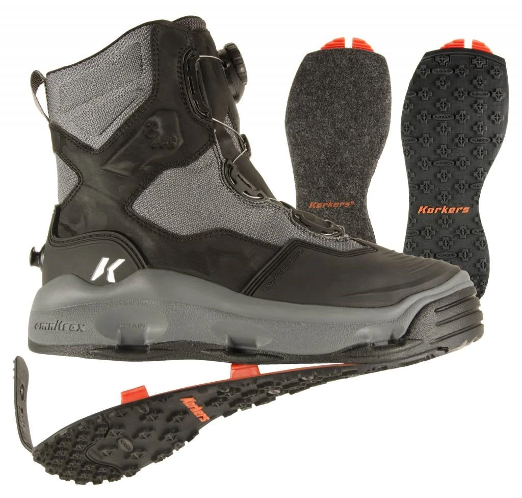 Korkers Darkhorse Wading Boot - Felt & Kling-On Soles 1 Korkers Darkhorse Wading Boot - Felt & Kling-On Soles
