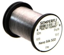 SemperFli Nano Silk Ultra Fine 50D 12/0 -Fishing Equipment Store Nano Gray