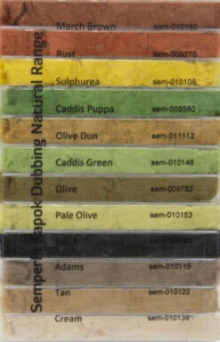 Semperfli Kapok Dry Fly Dubbing Dispensers 6 Semperfli Kapok Dry Fly Dubbing Dispensers -Fishing Equipment Store SemperFliKapokDubbingNaturalRange