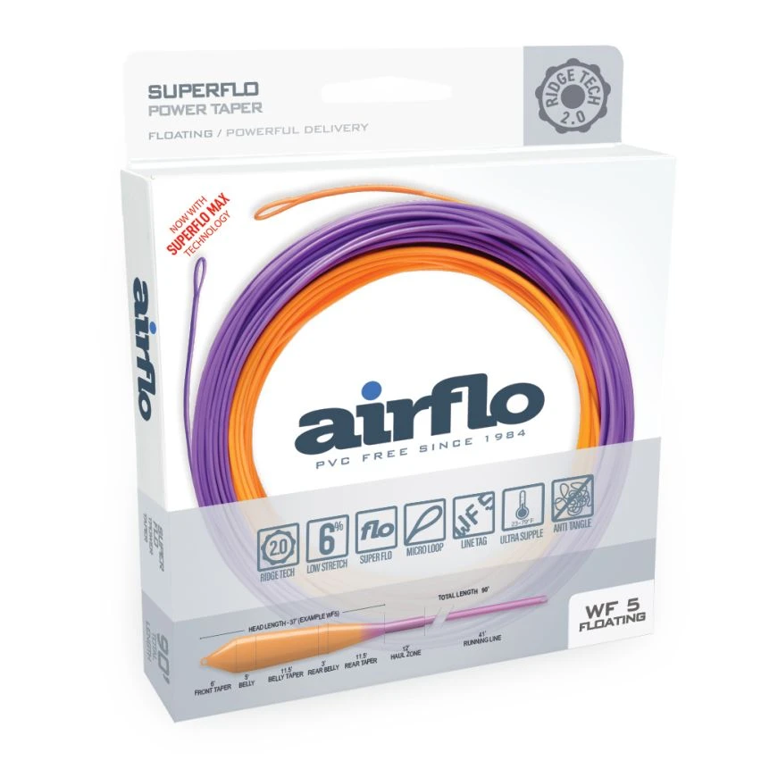 Airflo Superflo Ridge 2.0 Power Taper Fly Line - Sunburst/Purple